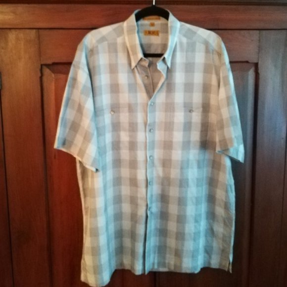 Gillio Grey Plaid Button Down Sports Shirt-Size XL - Picture 1 of 7